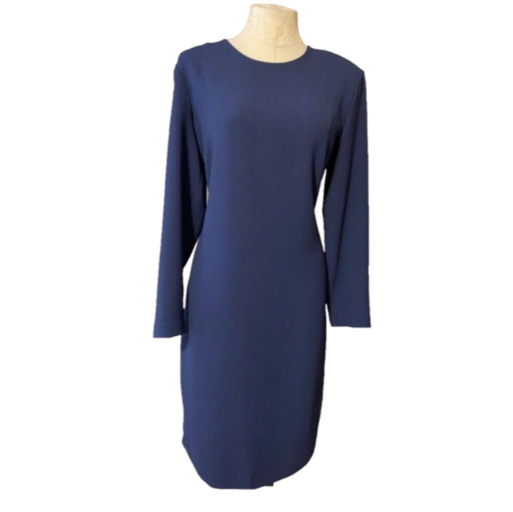 Elegant Long Sleeve Navy Dress